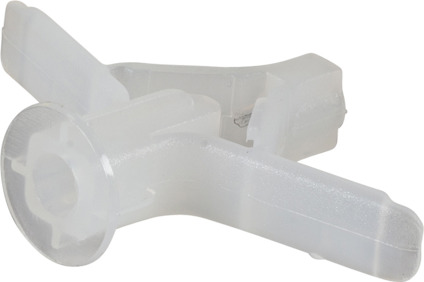 Transparenta plastskivpluggar, designade för montering i skivmaterial.