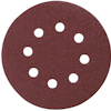 Rund sliprondell med åtta hål och kornig yta i brun färg.