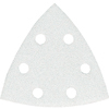 Trekantigt sandpapper med sex runda hål.