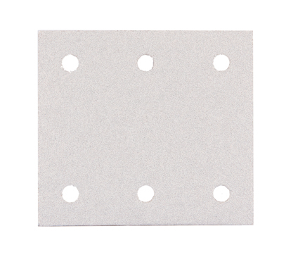 Rektangulärt slipark med sex hål, jämnt fördelade i två rader.