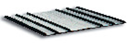 Svart och grå fogtätning med vertikala ränder, liggande på en vit bakgrund.