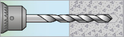 Borrkrona bredvid en skala för storlek.