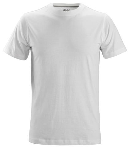Vit t-shirt i bomull, kortärmad med rund hals.