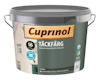 Färgburk med etiketten "Cuprinol Täckfärg", bild på trähusfasad och symboler för miljömärkning och hållbarhetstid.