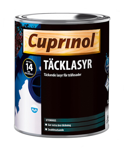 Cuprinol Täcklasyr burk med etikett för utomhus träfasad, färgkod 234 Red.