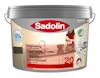 Färgburk märkt "Sadolin" med etikett som visar bild av litet kök.
