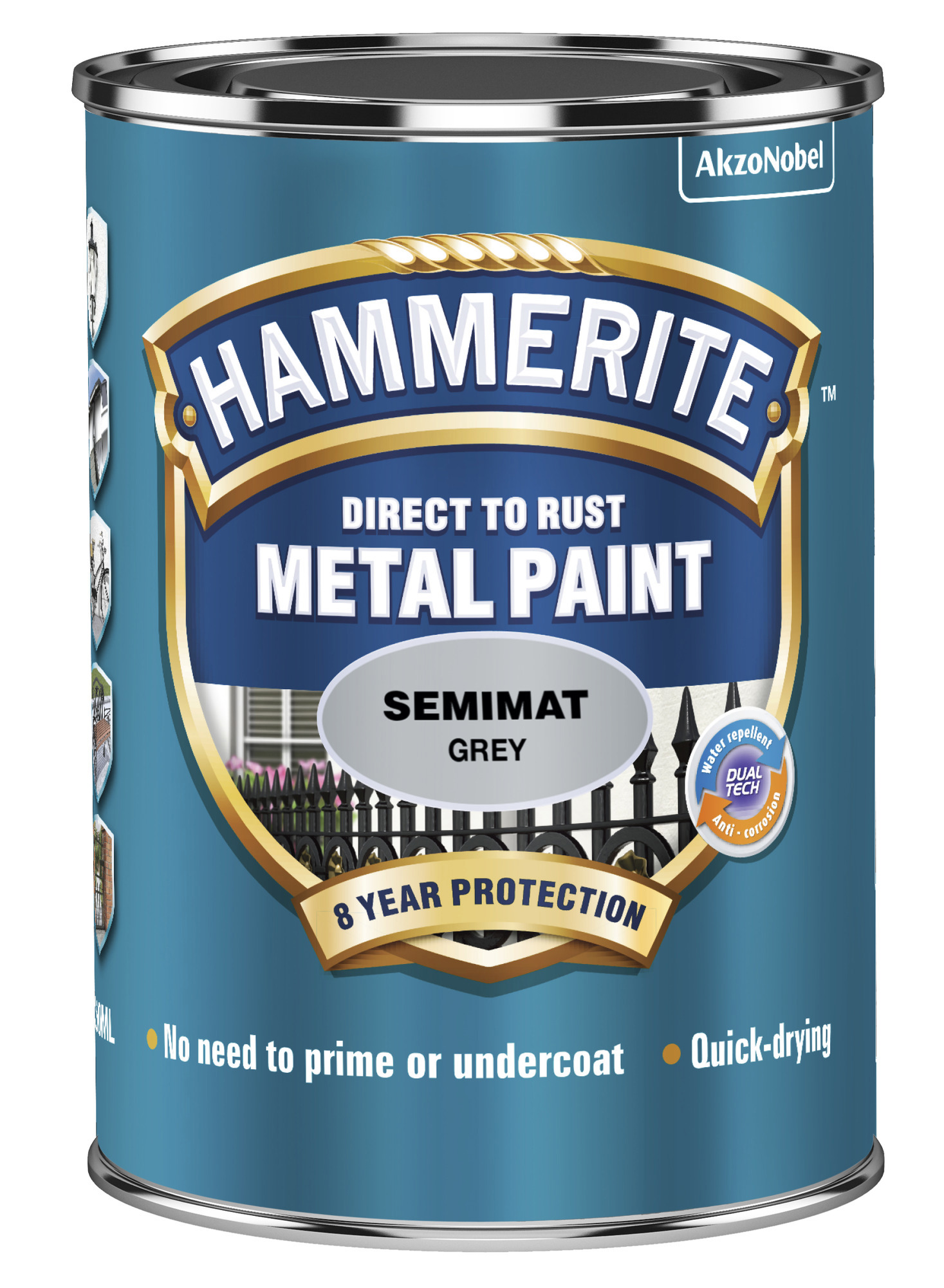 METALLFÄRG SEMIMAT FINISH GREY HAMMERITE 0,75L - Hammerite