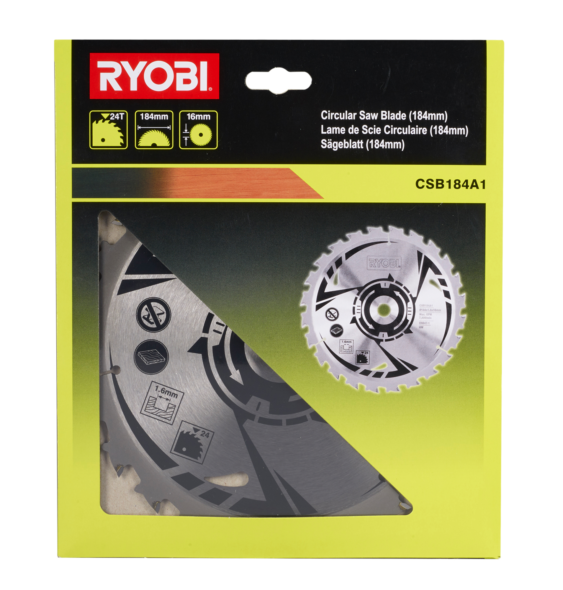 SÅGKLINGA CSB184A1 184MM HÅL-Ø 16MM, 24 TÄNDER - Ryobi