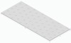 Rektangulär platta med rader av hål, måttangivelser: 750 x 250 x 18 mm.