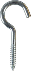 Metallisk skruvkrok med rundad spets och gängad ände mot vit bakgrund.