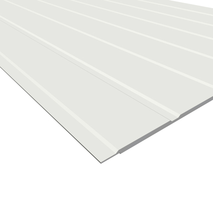 Vit panel i MDF med smala parallella linjer.