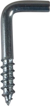 Metallisk vinkelkrok med gängad spets.