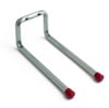 Metallkrok med två långa, parallella armar med röda ändskydd.