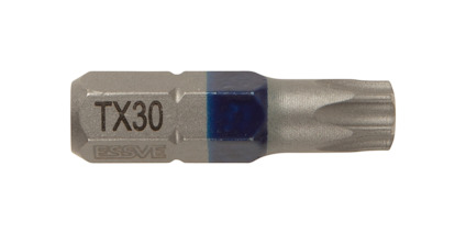 Bits i metall med blå ring och texten "TX30" samt märkningen "ESSVE".