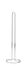 Kromad toalettpappershållare med en enkel, upprätt design och rund bas.