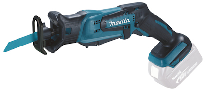 Makita batteridriven tigersåg med blått och svart hölje, utan batteri.