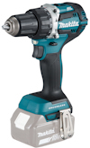 Makita blå och svart sladdlös borrmaskin med borstlös motor och grått batteri.