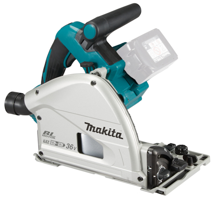 Makita sänksåg med silver och blå detaljer, synlig klinga och handtag.