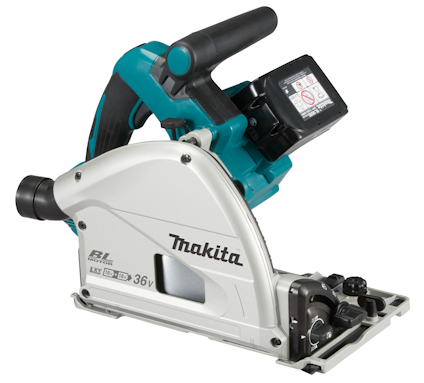 Batteridriven cirkelsåg med Makita-logotyp, grå och blå färg.