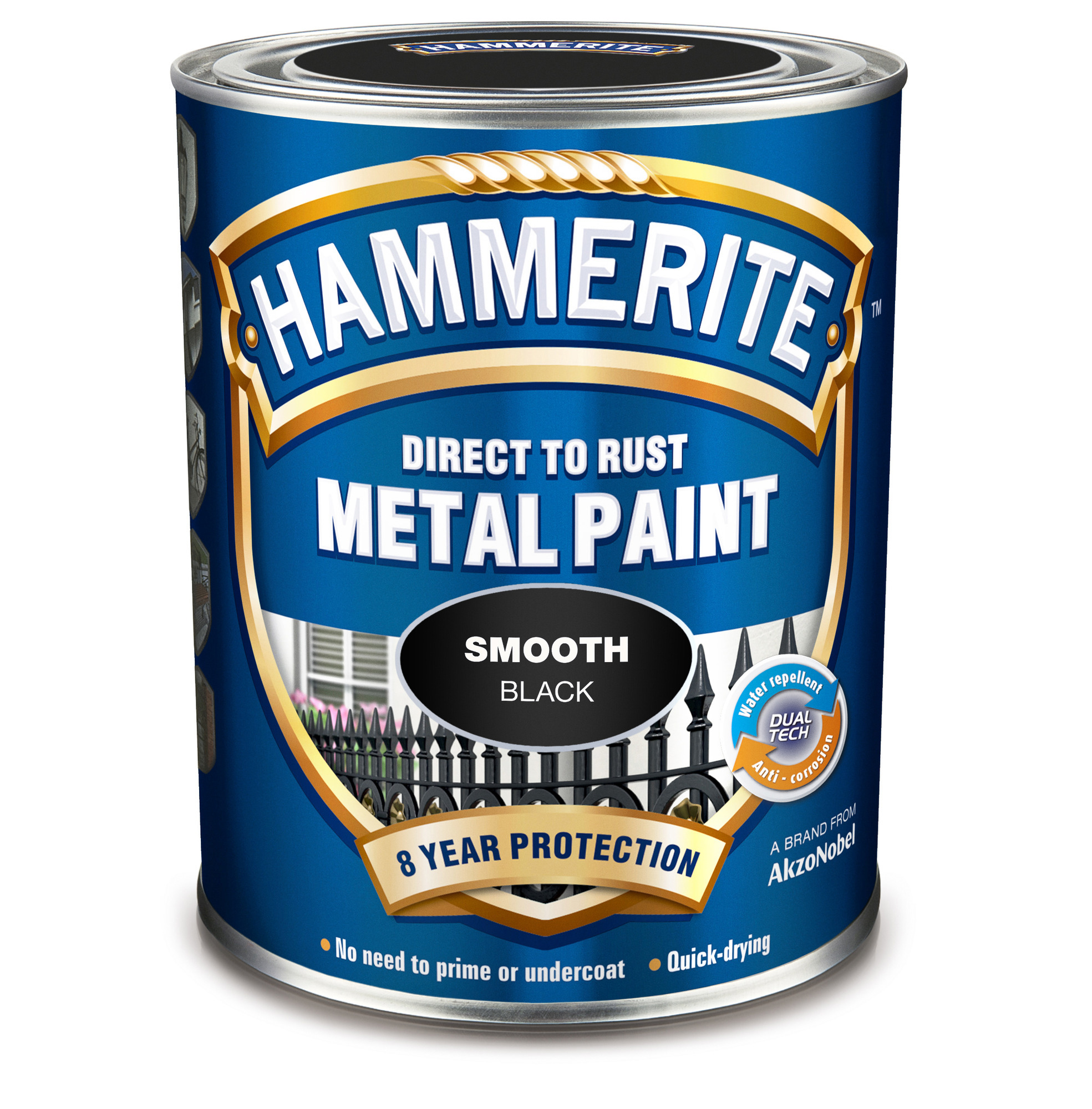 METALLFÄRG SMOOTH FINISH BLACK HAMMERITE 0,75L - Hammerite