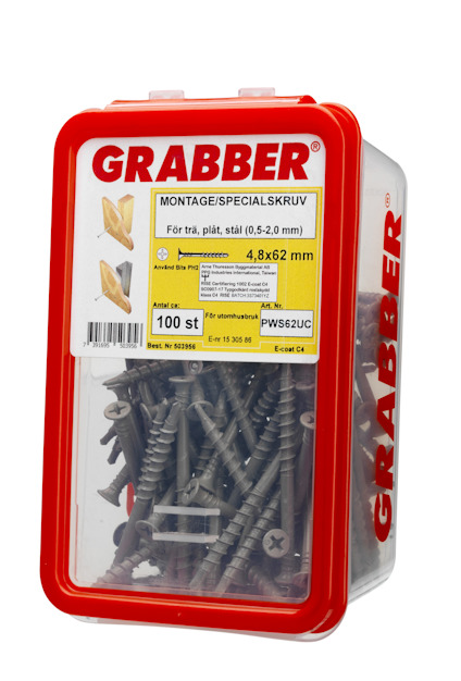 SPECIALTRÄSKRUV GRABBER 4,8X62ZN/NI C4 BITS 2T BORRSPETS UTV