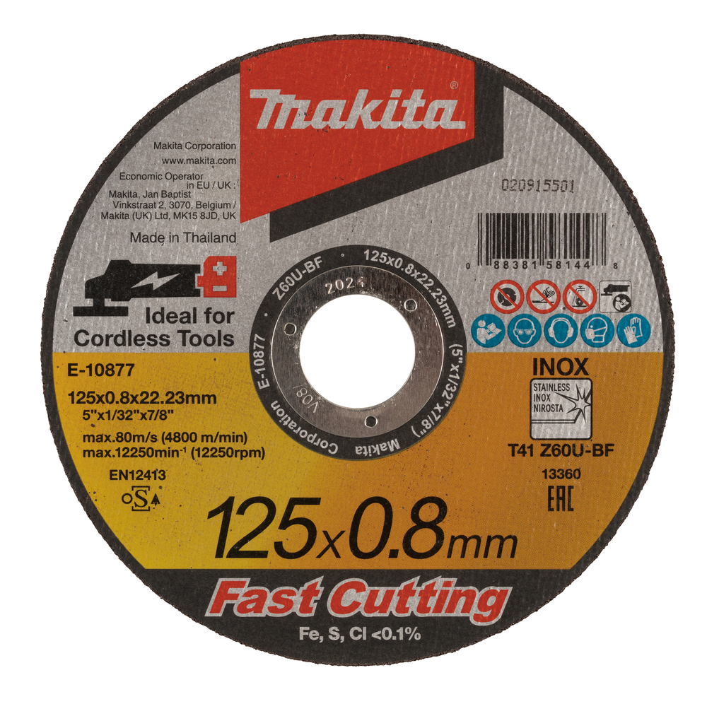 KAPSKIVA E-10877 MAKITA Z60U INOX 125X0.8X22.23MM - Makita