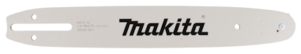 Svärd för motorsåg med texten "Makita" tryckt i svart.