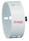 Hålsåg med vit kropp, tandad skärkant och Makita-logotypen i rött.