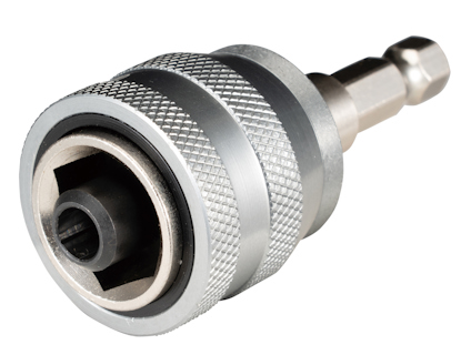 Metallisk adapter med sexkantigt fäste och mönstrad yta för EZYCHANGE hålsåg.