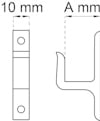 Ritning av ett beslag med måttangivelser 10 mm och A mm.