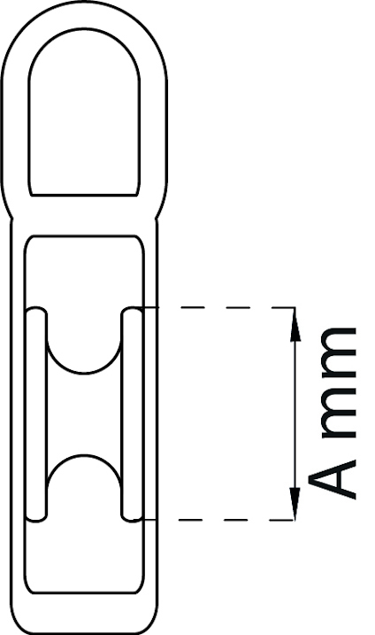 Diagram av en mekanisk koppling med måttindikator "A mm" på höger sida.