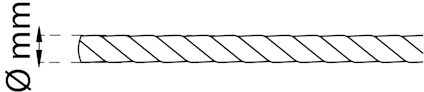 Illustration av en stålstav med spiralformigt mönster och märkning för diameter "ø mm".