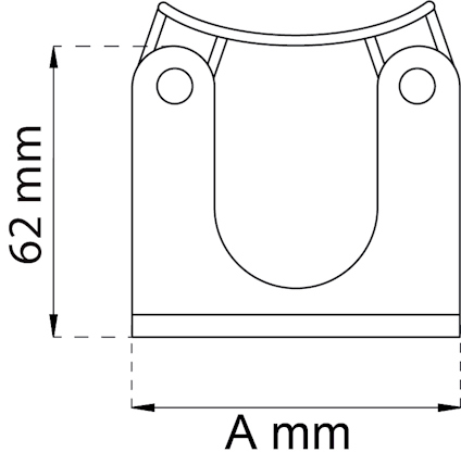 Ritning av en komponent med måttmärken som visar 62 mm i höjd och bredden markerad som "A mm".