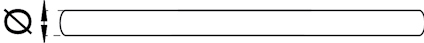 Svartvit illustration av en rät linje med diametertecken och två parallella linjer på vänster sida.