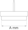 Enkel illustration av en platt knapp med en spik och texten "A mm" under.