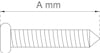 Skiss av en skruv med urtag för mätning och texten "A mm" ovanför.