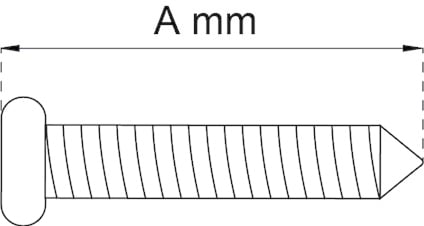 Skiss av en skruv med urtag för mätning och texten "A mm" ovanför.
