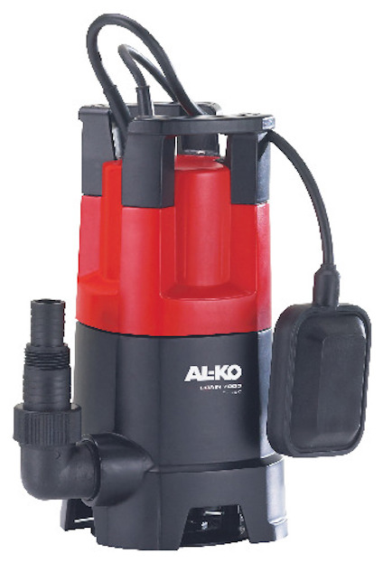 Dränkbar pump i röd och svart design med texten "AL-KO DRAIN 7000" på framsidan.