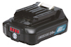 Makita svart litiumjonbatteri med 12V max och 2.0Ah märkning, med en indikator och logotyp på sidan.