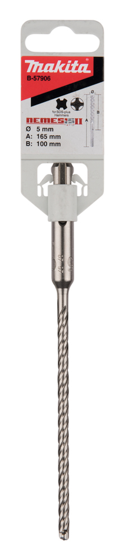 Borr och förpackning från Makita, SDS-PLUS, 6 x 165 mm.