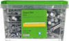 Plastlåda med fyrkantiga spikar, etikett med text: "Square Nail, Blank, 2,5 x 65, Pcs 900, Art 277986, ESSVE, Indoor C1".