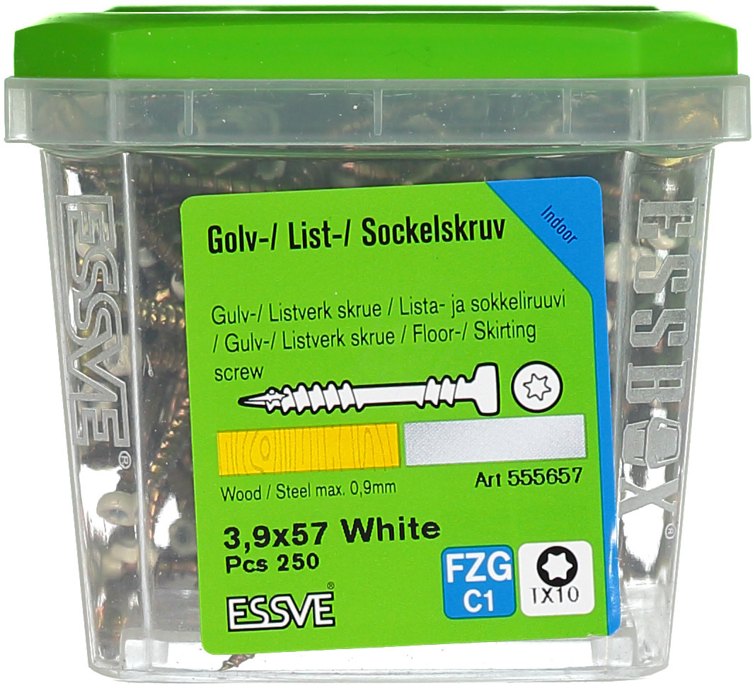 SOCKELSKRUV TX10 VITLACKERAD 3,9X57 250ST - ESSVE
