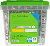 Förpackning med 250 vita list- och sockelskruvar, 3,4x55 mm, FZG C1, artikelnummer 558155 från ESSVE.