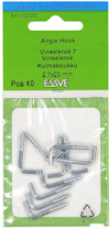 Förpackning med 10 vinklade krokar av metall, märkta "ESSVE 2,7x25 mm".