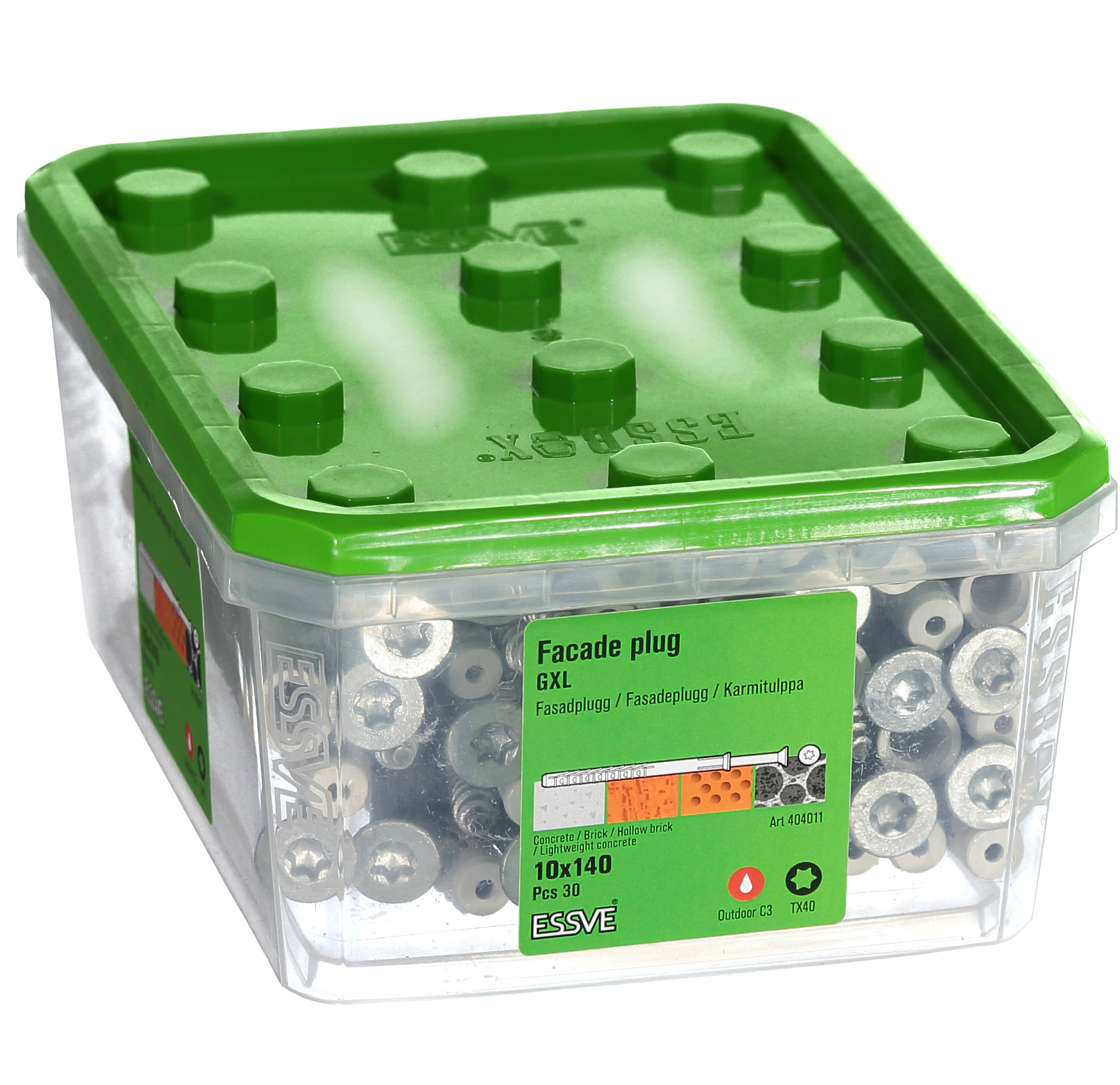 FASADPLUGG GXL INKL. SKRUV MED FÖRSÄNKT SKALLE VARMFÖRZINKAD - ESSVE