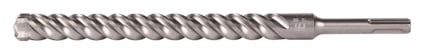 En metallisk borr med spiralformad design och SDS+ fäste, avsedd för användning i betong.