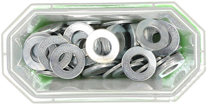 Metallbrickor i en öppnad transparent plastförpackning.