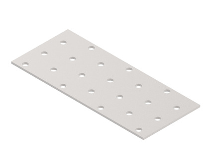 Metallplatta med rader av cirkulära hål.