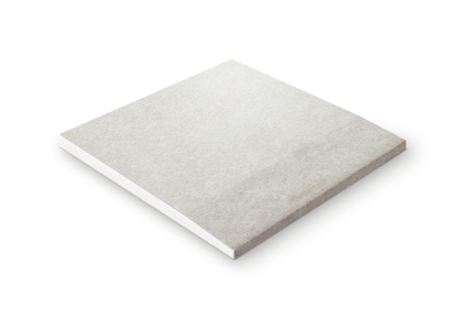En fyrkantig gipsskiva med hård yta och släta kanter, uppvisad i ett rent och enkelt perspektiv.