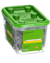Behållare med grönt lock innehållande takspik, 2,5 x 30 mm, 650 st, artikelnummer 777244.